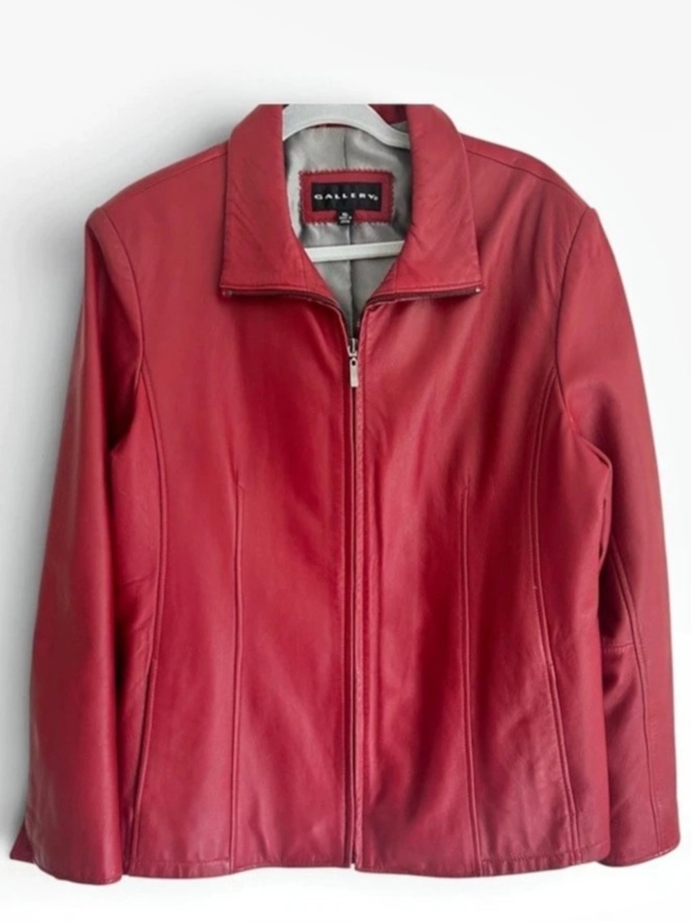 Vintage Gallery Red Genuine Lambskin Leather Zip-Up Jacket Size XL